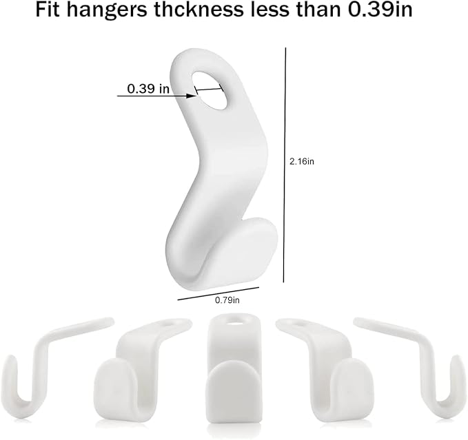 100 Pcs Clothes Hanger Connectors, Heavy Duty Plastic Extenders, Velvet Connection Hooks, Cascading Hanger Hooks for Organizer Closet Space Savers, White