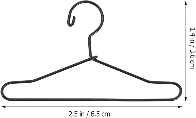 Wire Hangers Wire Hangers Mini Doll Dress Miniature Black Metal Doll Clothes for Shirts Gown Coat Dress Outfit 20pcs Coat Black