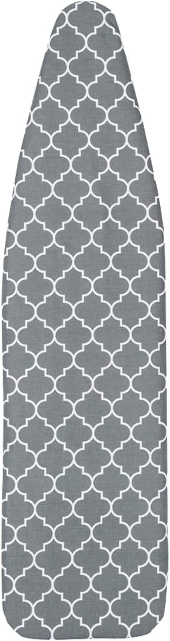 Ironing Board Cover and Pad (Grey Lattice), 100% Cotton with Ultimate Double Padding by Seymour Home Products; Fits Full Size Board | Stain and Scorch Resistant; Elastic Edge | Laundry Accessories