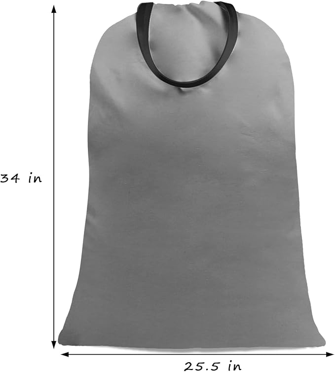 Sanlykate Large Canvas Cotton Laundry Bag with Drawstring & Handles, Heavy Duty Durable Dirty Clothes Organizer, Tear Resistant Hamper Liner Storage Bag, Travel Sack, 25.5 x 34inch - Dark Grey