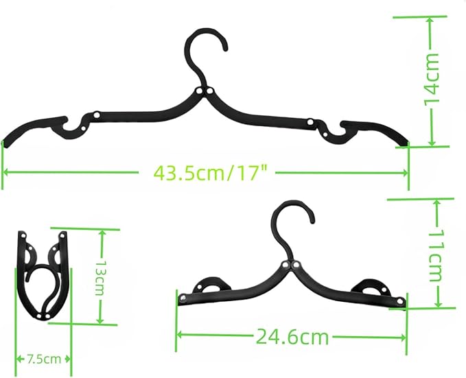 40Pcs FoldableTravel Hangers Space Saving Portable Folding Coat Hangers Travel Accessories Essentials for Traveling Camping Flying RV Cruises Suitcase Clothes Drying Rack Black40