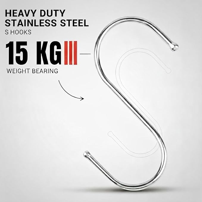 WHITECLOUDZ 30-Pack Silver S Hooks for Hanging Plants, Stainless Steel S hooks for hanging heavy-duty, Closet Hooks for Hangings Clothes, Durable kitchen hooks for hangin Utensils, Pots, Clothes & Bag