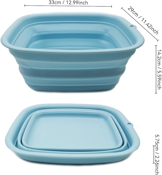 SAMMART 7.7L (2 Gallon) Collapsible Tub - Foldable Dish Tub - Portable Washing Basin - Space Saving Plastic Washtub (Sea Angel, S)