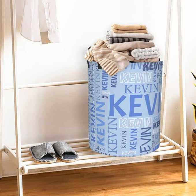 Custom Name Laundry Hamper, Personalized Dirty Clothes Hamper with Name for Bathroom Bedrooms Clothes Storage Organizer, Personalized Gifts for Boys Girls Men Women