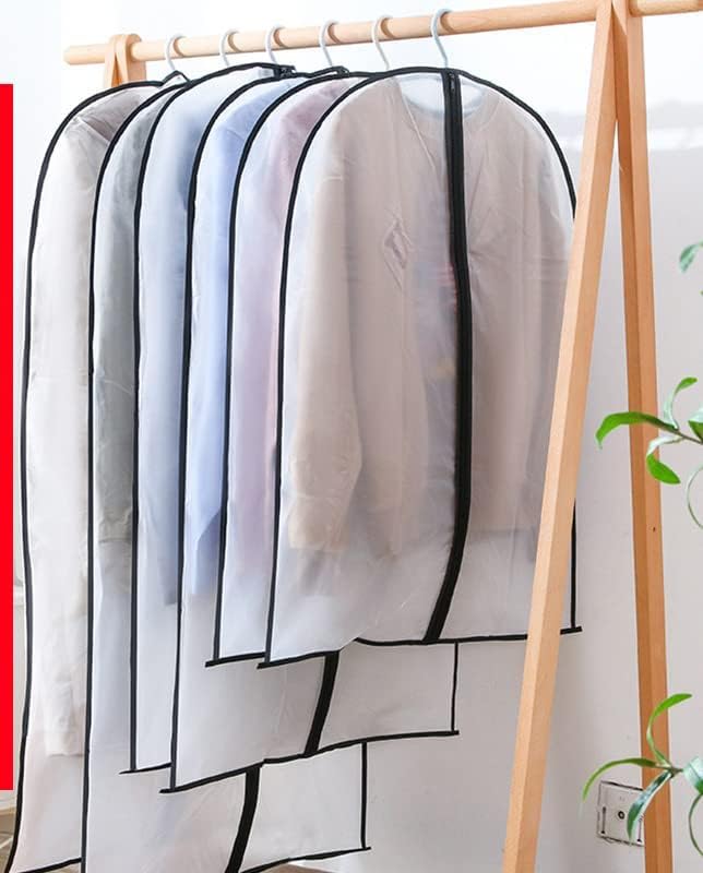 Clear Clothes Covers Hanging Dust Proof Garment Bags with Zipper for Coat Dress Gowns Shirts Jacket Sweater Black Edge Pack 4