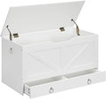 HOOBRO Storage Chest, 39.3" Toy Chest with Drawer, Wooden Storage Bench, Sturdy Entryway Bench Supports 220 lb, Shoe Bench, Safety Hinge, U-Shaped Opening, Easy Assembly, White WT710CW01G1