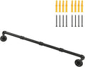 Industrial Pipe Clothing Rack, Wall Ceiling Mounted Clothes Garment Rack 40'', Black Iron Pipe Clothes Hanging Bar, Heavy Duty Metal Hanging Rod for Retail Display Closet Storage and Laundry