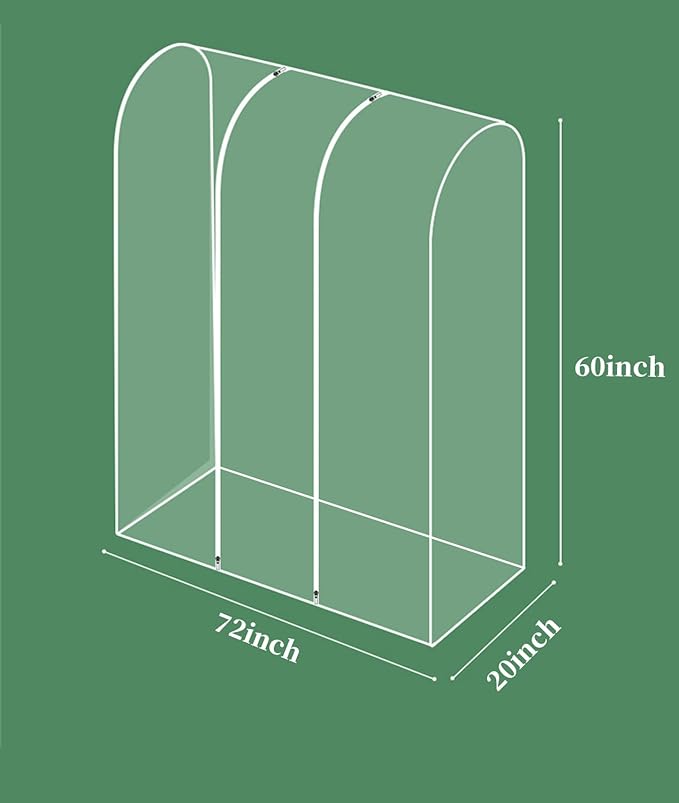 BAG WIZARD 6 Ft Clear Garment Rack Cover, 72" Dustproof Clothes Rack Cover with 2 Durable Zipper, Clothing Waterproof Hanger Protector