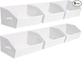 Fabric Bins for Organization - Trapezoid Storage Cubes, Large Baskets for Storage, 6 Pack Shelf Baskets, Closet Organizer Bins for Clothes, Books, Home, Office, White