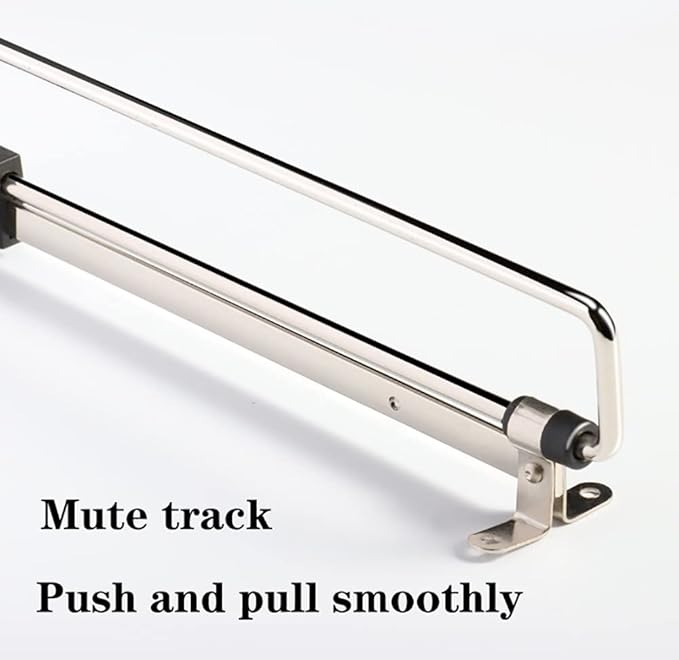 Retractable Closet Pull Out Rod Wardrobe Clothes Hanger Rail Valet Rod Adjustable Wardrobe Clothing Rail Top Mount Ideal for Closet (Color : Black, Size : 300mm/12inch)