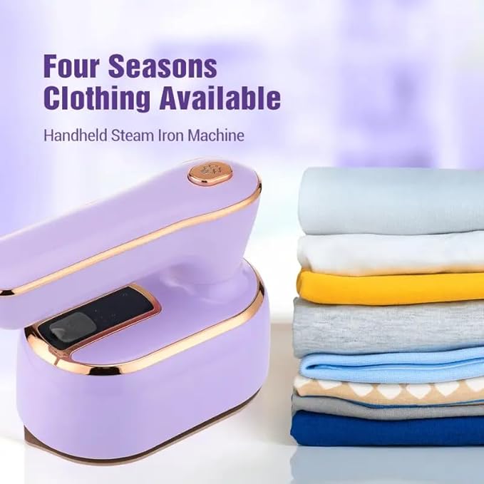 Mini Steam Iron for Clothes, Travel Steamer for Clothes Portable, Micro Steam Iron Mini Handheld Steamer Support Dry And Wet Ironing for Home Travel （Purple）