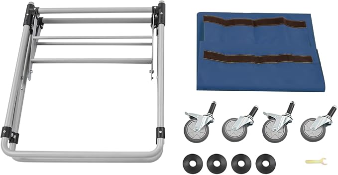Commercial Laundry Cart, Laundry Basket with 360° Swivel Casters, Folding Laundry Cart Hamper on Wheels Heavy Duty Steel Frame 220 lbs Capacity Large Rolling Laundry Baskets Trucks (Blue)