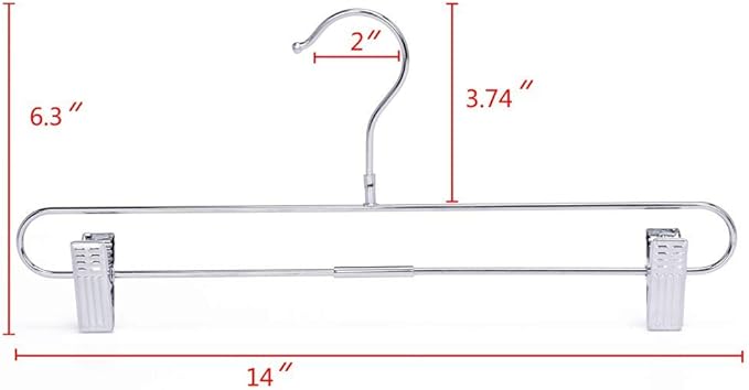 Quality Chrome Pant & Skirt Hanger Set - 10-Pack with 360-Degree Swivel Hooks - Durable, Anti-Rust Hangers for Clothes, Jeans, Slacks & Trousers