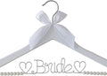 The Bride's Wedding Gift, Wooden Wedding Dress Gown Hanging Wire Letter Hanger (White and Silver Thread with Pearls)