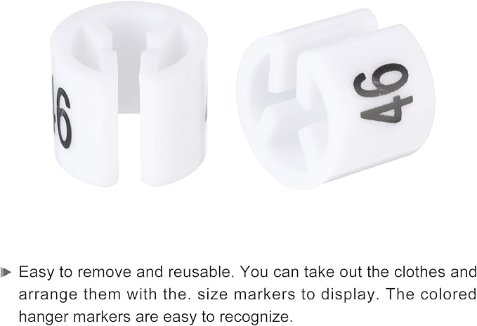 MECCANIXITY Clothes Hanger Marker Colored Hanger Sizer Garment Markers Tag (Number 46, White) for Garment Clothing Color Coding, Pack of 100 Pcs