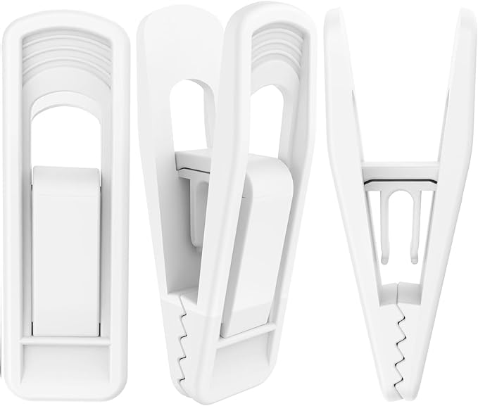 Hanger Clips for Velvet Hangers (White, 40 PCS), Non-Slip Plastic Clips Pant Skirt Hanger Socks Clips for Flocking Hangers