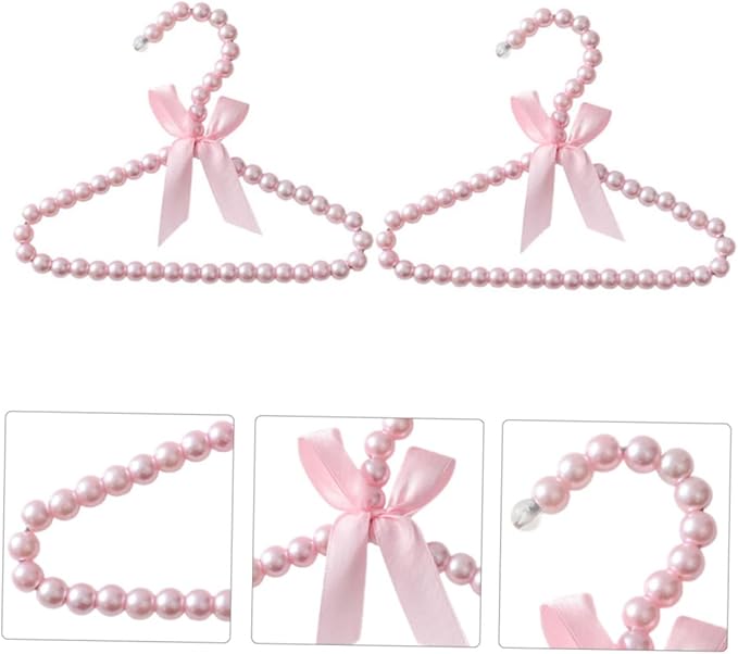 5Pcs Pearl Hangers for Clothes Boy Girl Clothing Hangers Pink for Nursery Closet Organizer Pet Clothes Decoration