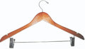 Cherry Finish Wood Combination Hanger with Non-Abrasive Clips (Set of 50)