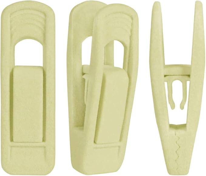 RUNAAJA Velvet Hangers Clips Pants Hangers Clips Flocked Hanger Clips Hanger Plastic Thicken Clothes Pants Pants Clip for Thin Velvet Clothes Suit Socks Hangers (Beige*20)