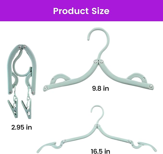 12 Foldable Travel Hangers with Clips, Folding Collapsible Clothes Hangers with Portable Clothesline, Cruise Camping Travel Essentials and Accessories - Black White Multicolor - 13 Piece Set