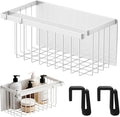 Magnetic Basket Storage Rack, White Multi-Functional Magnetic Rack, Magnetic Clothes Drying Ball Storage Rack, for Office Documents, Packaging Foil, Spices,Plastic Food Hook Boards