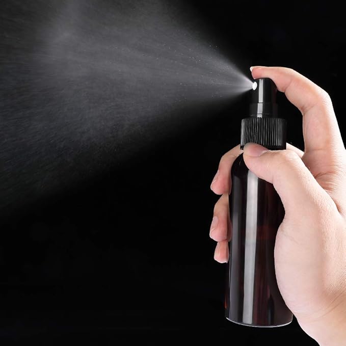 Fine Mist Spray Bottle 3.4oz/100ml Clear Travel Bottles Leak Proof for Makeup Cosmetic Containers (BROWN)