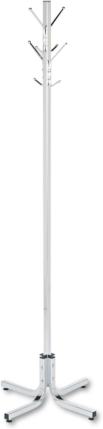 Safco Products 4163CR Costumer Coat Rack Tree, 4 Double Hooks, Chrome