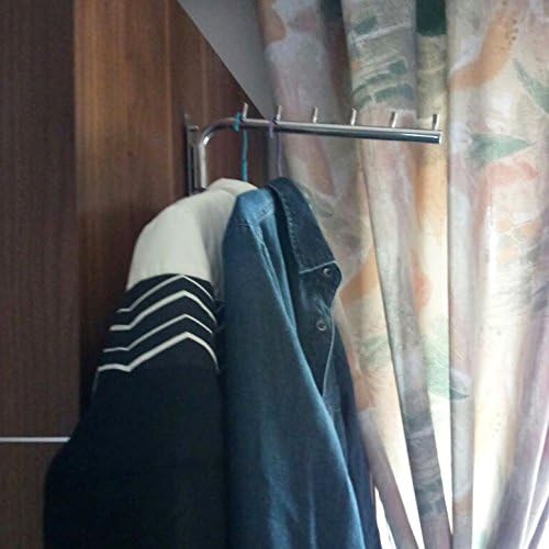 Da Jia Stainless Steel 12.6inch Wall-Mounted Brushed Rotating Clothes Hanger Drying Rack with Swing Arm Holder for Home Closet Storage(A 6 Hooks)