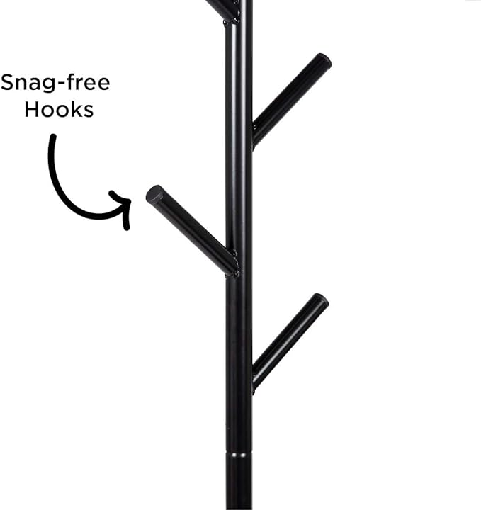 Milliard Coat Rack Hall Tree with Bench (Black)