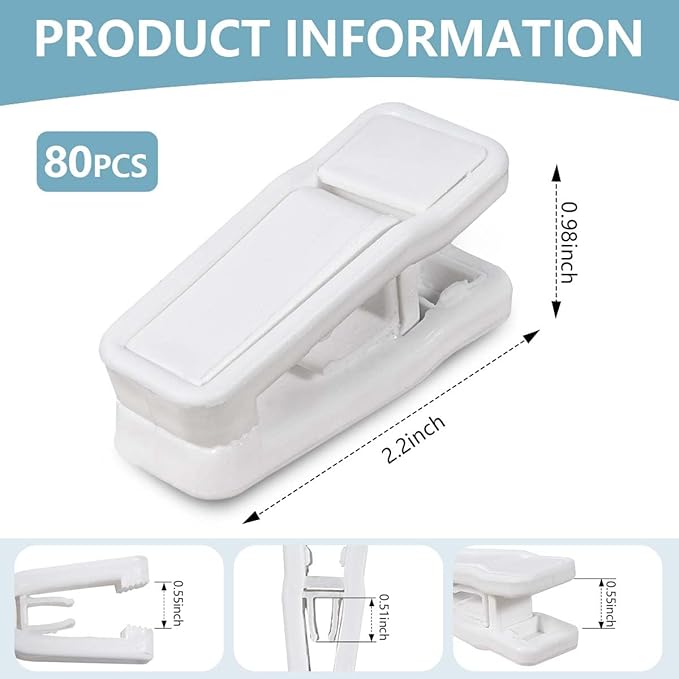 80 Pcs Plastic Baby Hanger Clips Slim-line Finger Clips Set for Clothes Hanger Velvet Hanger (White)
