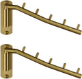 JQK Folding Clothes Hanger Rack, Stainless Steel Swing Arm Hook Holder, Clothing Hanging System Drying Closet Storage Organizer Brushed Gold Wall Mount 2 Pack, SHR100-BG-P2
