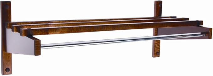 CSL Wall Mounted Wood Coat Rack with Shelf and Hanger Bar, Commercial Coat Hanging Rod for Closet, Coat Holder for Wall, Hardwood with Zinc Plated Rust Resistant Rod, 36 Inch