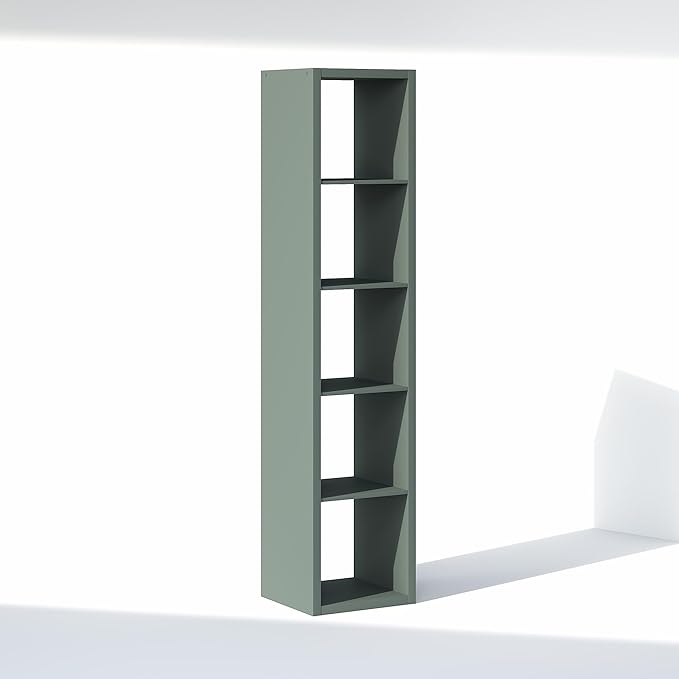 Furinno Cubic Closet Organizers and Storage, 5-Cube Closet Organizer, Open Shelf Closet Storage, Extra Thick Frame for Wardrobe, Bedroom, Living Room, Sage Green