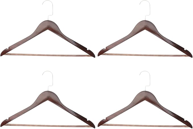 Unomor Solid Wood Coat Rack with Hook 17.32 Inch Clothes Hanger for Jackets Dresses Sweaters and Trousers - Non-Slip Support to Prevent Wrinkles and Sagging