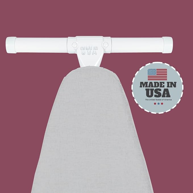 Full Size Ironing Board with Cover & Pad – Made in USA by Seymour Home Products Adjustable Steel T-Legs, 35" High Perforated Top for Steam Durable Iron Board for Home, Laundry Room (Space Grey)