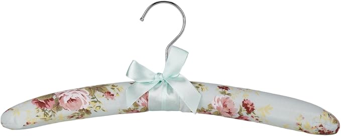 Anti-slip Satin Padded Clothes Hangers with Rotatable Hooks No Shoulder Bump for Women Heavy Sweaters, Coats, Suits Satin Fabric Covered, Set of 10 (Light-Green)