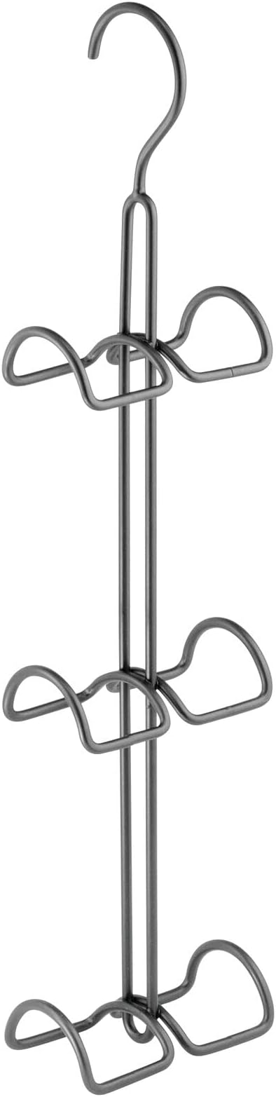 mDesign Metal Wire Over The Closet Rod Hanging Storage Organizer Hanger for Storing and Organizing Purses, Backpacks, Satchels, Crossovers, Handbags - 2 Pack - Graphite Gray