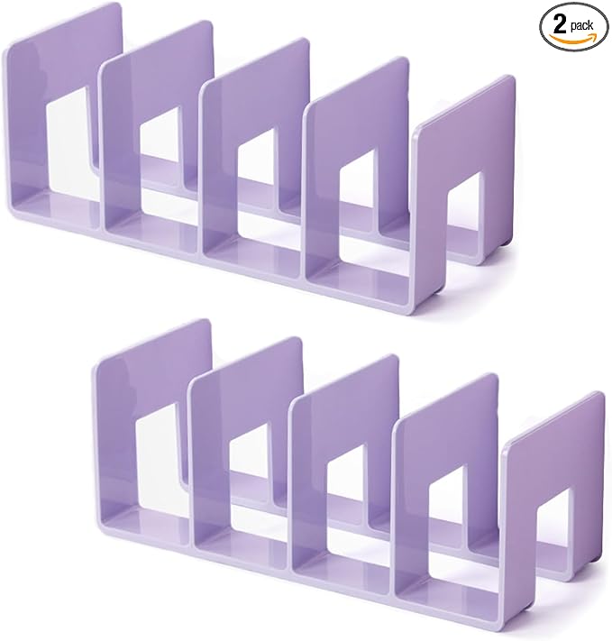 2 Pcs Purse Organizer for Closet, Acrylic Clear Purse Storage Organizers, Closet Organizers and Storage Purse Handbag Divider Holder, 4 Sections Purse Organizers Dividers in Bedroom Office (purple)
