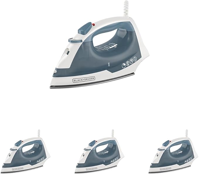 BLACK+DECKER Easy Steam Compact Iron for Clothes,Automatic Shutoff,Nonstick Plate,Light Weight,1200 Watts,(Pack of 4)