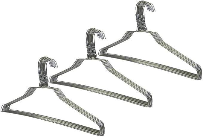 THE UM24 30 Pack 16 Inch Strong Steel Metal Wire Hangers Adult Clothes Hangers - 13 Gage Thickness Silver Color Galvanized Metal Wire Hanger