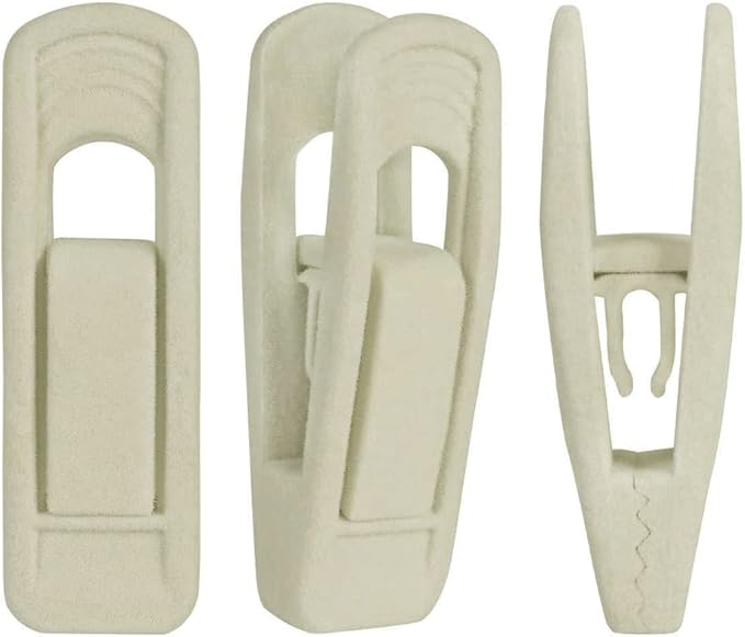 RUNAAJA Velvet Hangers Clips Pants Hangers Clips Flocked Hanger Clips Hanger Plastic Thicken Clothes Pants Pants Clip for Thin Velvet Clothes Suit Socks Hangers (Off White*20)