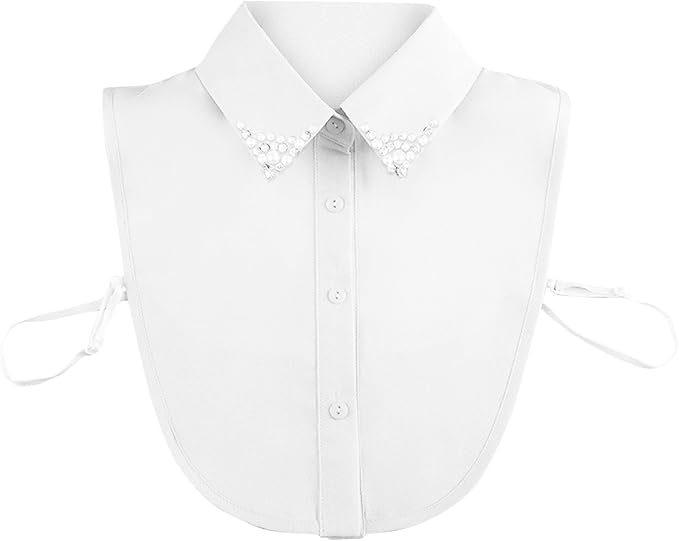Chiffon Beading Half-Shirt Blouse Detachable Lace Fake Collars Dicky Collar Faux Collar for Women Girls