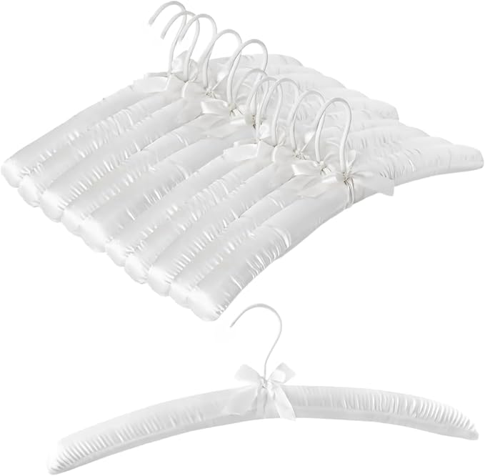 Thicker Padded Hangers for Women Clothing Sweaters,Anti-Slip Satin Hangers Padded Cute Hanger with Bow,Silky Fabric Hanger for Closet
