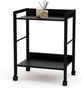 2-Tier Rolling Utility Cart with Rustic Black Shelves and Black Metal Frame, Industrial Mobile Storage Trolley on Wheels for Kitchen, Office, Bathroom, Living Room