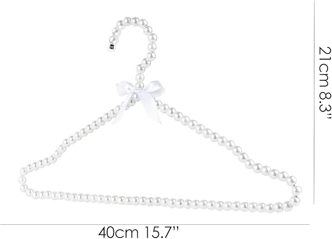 SHIDOW Pearl Hangers, Pearl Clothing Hangers for Women, Pearl Storage, Organizer for Storing Dresses, Coats, Shirts, Pants, Skirts in Bedrooms, Cabinets, Wardrobes (White)