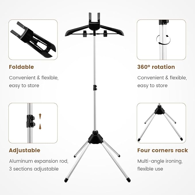 Garment Steamer Stand for Clothes, Adjustable Stand for Clothes Hanger & Mini Grey Ironing Board Portable Handheld Steamer Ironing Accessories for Clothes