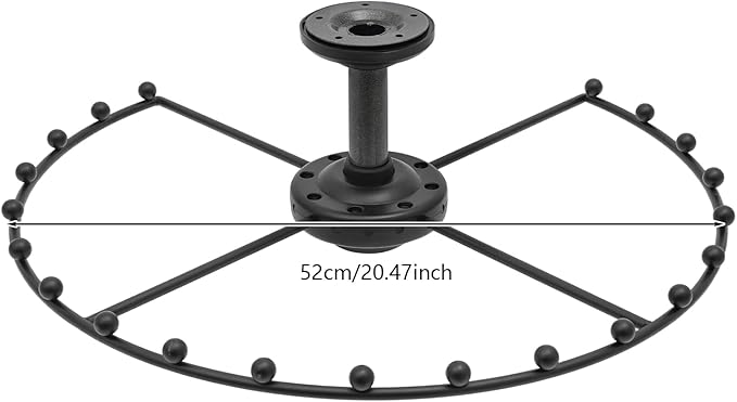 Round Closet Rod, 360° Rotating Clothes Hanger for Wardrobes, Black Heavy Duty 66 lbs Capacity Metal Closet Organizer with Iron Balls, Space Saving Storage Solution for Cloakroom