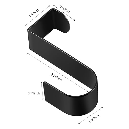 Hotop 12 Pcs Over The Cabinet Drawer Door Hooks 1.12 Inch for Hanger in The Cabinet Decoration Hooks Sturdy Metal Z Shaped Hanger Peg for Bathroom Clothes Towel(Black)