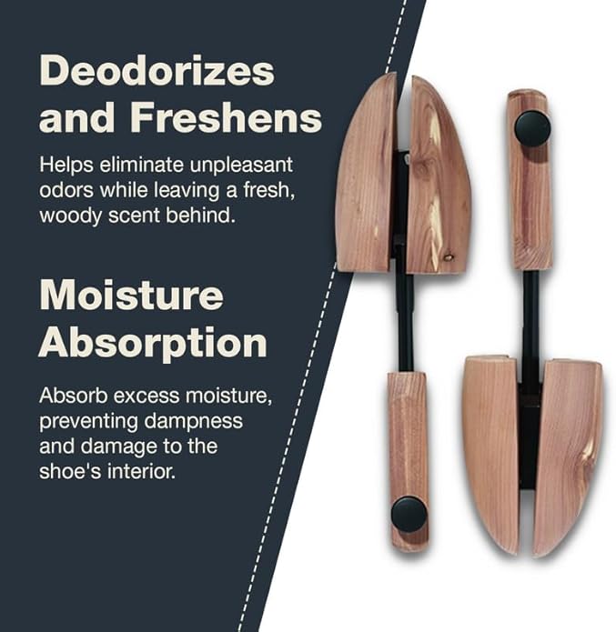 LINK UP Cedar Shoe Trees - 100% Natural Cedar for Men Shoes – Shoe Crease Straightener & Deodorizer - Extends Life Of Leather