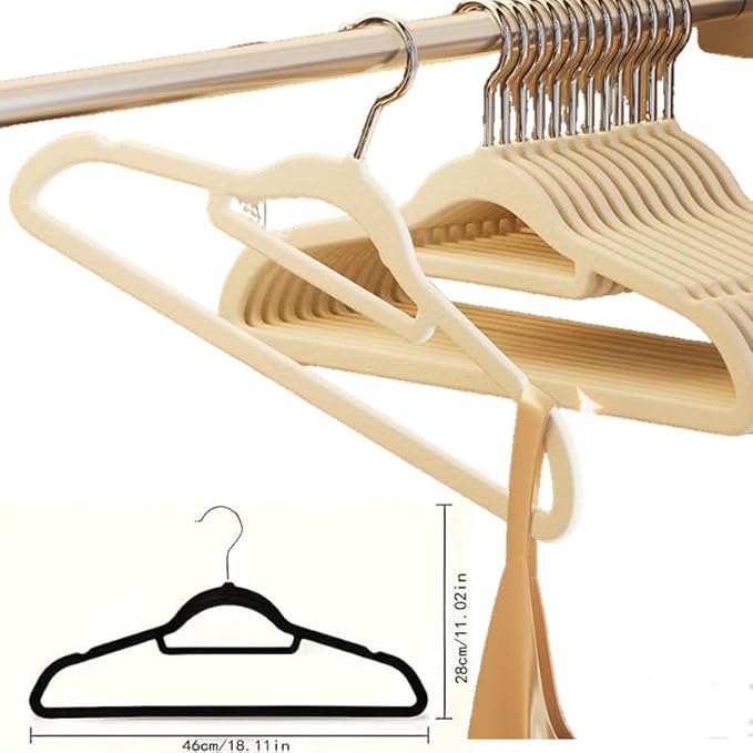 20/50 Count Velvet-Grip Hangers, Ergonomic Suit Hangers Space Savers, Commercial-Grade Thick Clothes Hangers for Coats & Chunky Knits (20PC White)